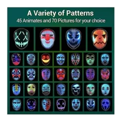 Bluetooth LED-ljus Partymask Halloween Jul DIY Animation Text Kärlek Prank Konsert Robotansikte LED-mask><noscript><img width=