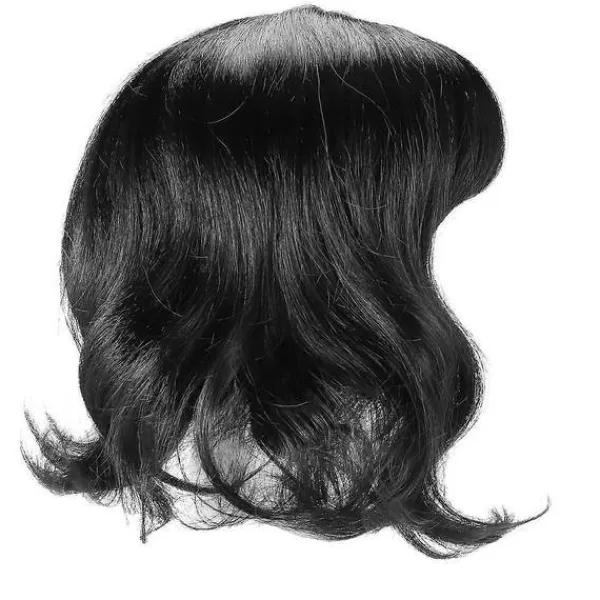 Bob Peruker med Lugg, Axel Lång Bob Vågig Peruk (Svart och Vit)> Peruker