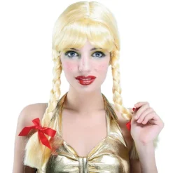 Bristol Novelty Dam/Damer Lång Flätad Peruk med Pigtails One Size Blond/Röd One Size> Peruker