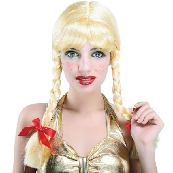 Bristol Novelty Dam/Damer Lång Flätad Peruk med Pigtails One Size Blond/Röd One Size> Peruker