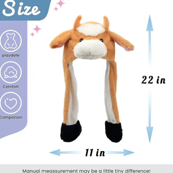 Brun kohatt med öron Rör sig Hoppa Pop Up Slå Plysch Farm Animal Holiday Cosplay Dress Up Rolig Festival Födelsedagspresent för barn Pojkar Flickor, 22' | Fyndiq> Huvudbonader