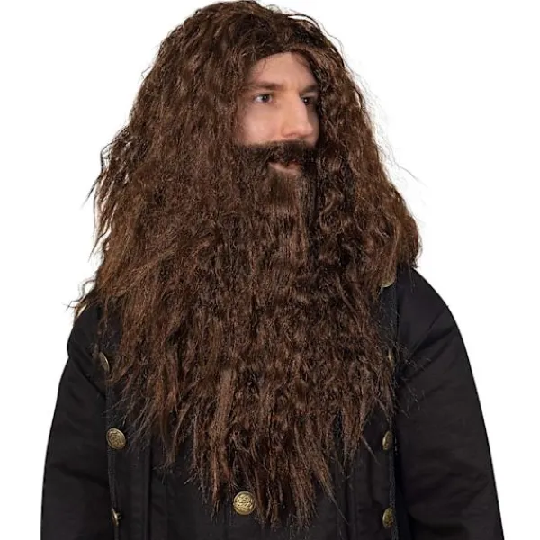 Brun Peruk och Skägg - Brun Vågig Bibelisk Kostymtillbehör Hårperuk och Skäggset för Vuxna och Barn> Peruker