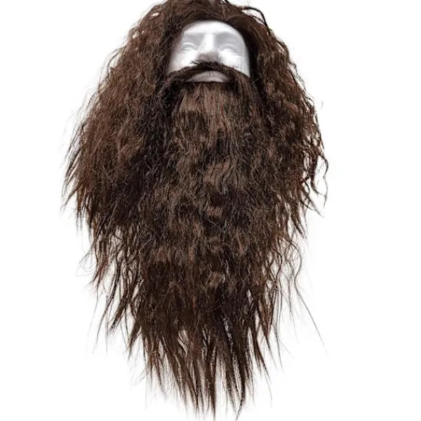 Brun Peruk och Skägg - Brun Vågig Bibelisk Kostymtillbehör Hårperuk och Skäggset för Vuxna och Barn> Peruker