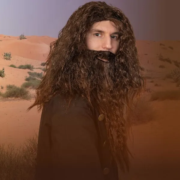 Brun Peruk och Skägg - Brun Vågig Bibelisk Kostymtillbehör Hårperuk och Skäggset för Vuxna och Barn> Peruker