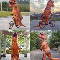 (Brun) Tyrannosaurus Rex Dräkt Vuxen Dinosauriedräkt Uppblåsbar><noscript><img width=