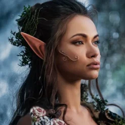 Bruna älvöron - Set med korta och långa älvöron, vampyrtänder i silikon, brun päls dam, cosplay, renässans Dark brown 10cm> Tillbehör