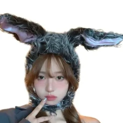 Bunny Ears Hat Öronlapp Cap VIT> Huvudbonader