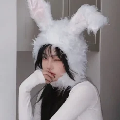 Bunny Ears Hat Öronlapp Cap VIT><noscript><img width=