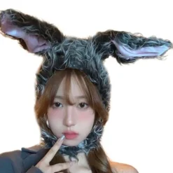 Bunny Ears Hat Öronlapp Cap VIT><noscript><img width=
