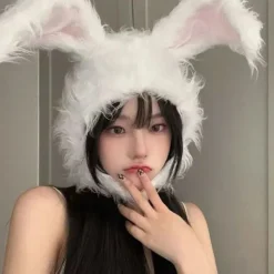 Bunny Ears Hat Öronlapp Cap VIT><noscript><img width=