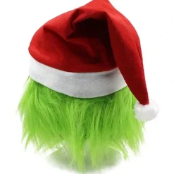 [CA] Christmas Grinch Helmask i Latex för Vuxna med Julhatt, Monster Cosplay, Karnevalsfestdräkt, Maskeradrekvisita [CP]><noscript><img width=