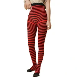 [CA] Cosplay Kostym Tights Leggings Strumpbyxor Jul Halloween Randiga Tights Röd och svart> Tillbehör