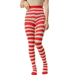 [CA] Cosplay Kostym Tights Leggings Strumpbyxor Jul Halloween Randiga Tights Röd och svart><noscript><img width=
