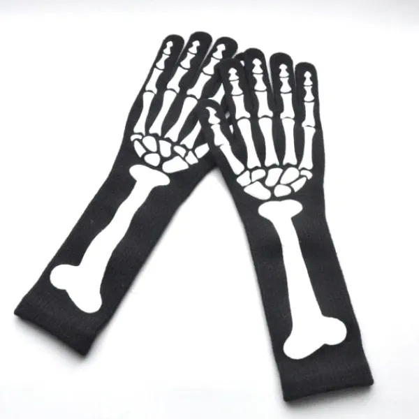 CDQ 1 par Halloween lysande skeletthandske fullfinger för cosplay flerfärgad CDQ> Tillbehör