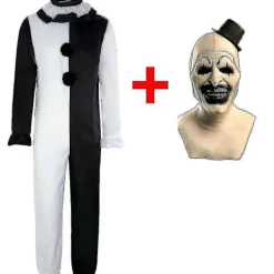 Cgmgtsn Vuxna Terrifier 2 Art The Clown Cosplay Kostym Jumpsuit Hatt Outfits Halloween Karneval Kostym Jumpsuit S xxxL> Dräkter