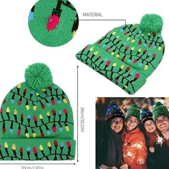 Holocky Christmas Santa Snowman Led Stickad Cap Beanie Hat><noscript><img width=