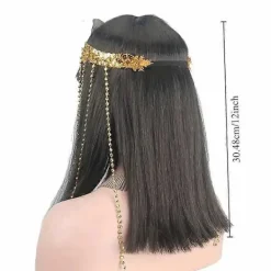 FMYSJ Cleopatra Cosplay Peruk, 30 cm Rak Damperuk med Lugg (FMY)> Peruker