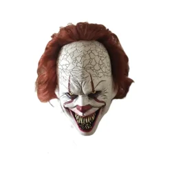 Clownmask i Latex, Skräck Cosplay Rekvisita Halloween Vuxen><noscript><img width=