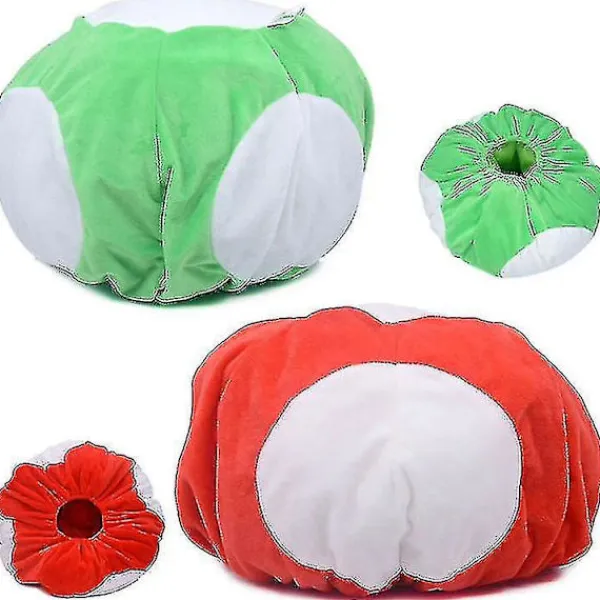 19*30cm Paddhatt Grön och Röd Het Tecknad Cosplay Hatt Söt Mjuk Fylld Bomullshatt För Vänner Present Red> Huvudbonader