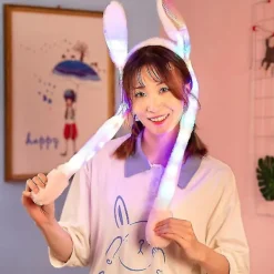 60cm söt kanin Pikachu plyschmössa med rörliga öron lysande hatt present till baby barn D><noscript><img width=