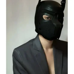 Code XL Helt Ny Tillväxt Stor Storlek Valp Cosplay Vadderad Gummi Helhuvud Balaclava med Öron för Män Kvinnor Hund Rollspel~06175> Masker