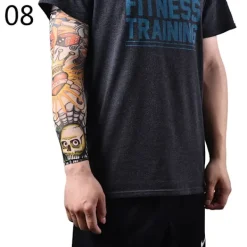 Cool Arm Värmare Hudskyddande Nylon Stretchig Falsk Temporär Ärm Tatueringar Kroppsdesign Armstrumpor Tatueringar Män Kvinnor Tatuering> Smink