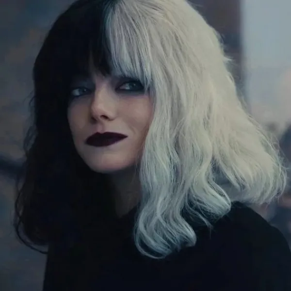 Cos Peruk för Kvinnor Svart och Vit Häxa Cruella Högtemperatur Silkesnät Knapp Kort Lockig Yin-yang Huvud 45cm> Peruker