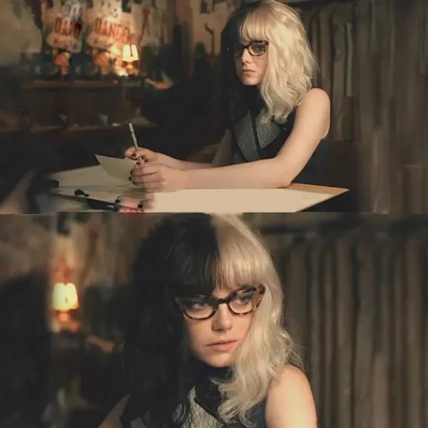 Cos Peruk för Kvinnor Svart och Vit Häxa Cruella Högtemperatur Silkesnät Knapp Kort Lockig Yin-yang Huvud 45cm> Peruker