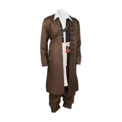 KOOLYOU Cosdaddy Captain Jack Sparrow Cosplay Kostym Kappa Jacka Vuxen Hatt Peruk Kostymer Halloween Carnival Kostym XXL T1><noscript><img width=
