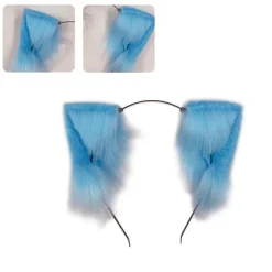 Cosplay Kitten Hårbåge Päls Kattöron Huvudband Påskfest Djur Huvudbonad（Vinfärgad）> Huvudbonader