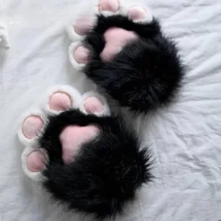 Cosplay Kostym Katt Tassar Handskar för Kvinnor Plysch Djur Tassar Handskar Halloween Fest Utklädnad Rekvisita Rollspel Handskar Vit><noscript><img width=