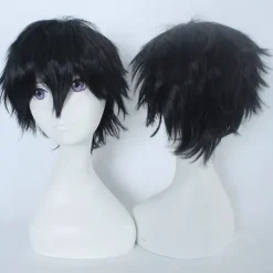 Cosplay lockigt hår svans full peruker svart kort peruk kvinnor/män peruk kostym Fancy> Peruker