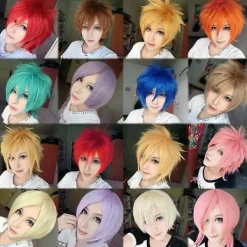 Cosplay lockigt hår svans full peruker svart kort peruk kvinnor/män peruk kostym Fancy><noscript><img width=