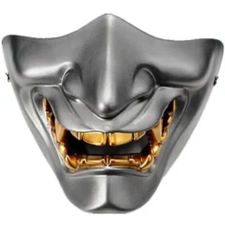 Cosplay Mask Game Half Face Airsoft Oni Mask Halloween Mask GRÅ> Masker