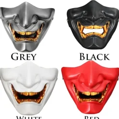 Cosplay Mask Game Half Face Airsoft Oni Mask Halloween Mask GRÅ> Masker