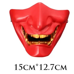 Cosplay Mask Game Half Face Airsoft Oni Mask Halloween Mask GRÅ><noscript><img width=