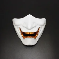 Cosplay Mask Game Half Face Airsoft Oni Mask Halloween Mask GRÅ><noscript><img width=