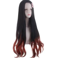 Cosplay peruk demon slayer gradient långt hår syntetisk peruk W> Peruker