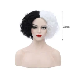 unbranded Cosplay Peruk Fluffig Svart Vit Högtemperatur Fiber Värmebeständig Bekväm Kort Curly Wave Witch Peruk för Halloween - Svart Vit><noscript><img width=
