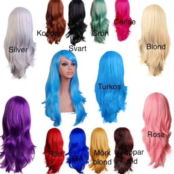 Cosplay Peruk inkl. peruknät & löshårskam Blå> Peruker