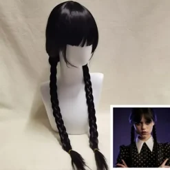 Cosplay Peruk Lång Svart Flätor Hår Peruk med lugg> Peruker