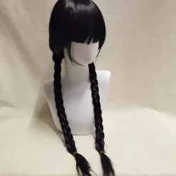 Cosplay Peruk Lång Svart Flätor Hår Peruk med lugg> Peruker
