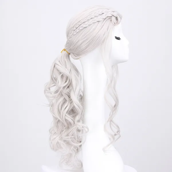 Cosplay-peruk för kvinnor, Daenerys-peruk lång blond lockig Khaleesi> Peruker