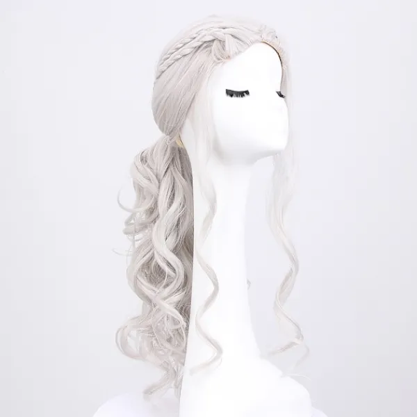 Cosplay-peruk för kvinnor, Daenerys-peruk lång blond lockig Khaleesi> Peruker