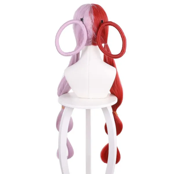 Cosplay-peruk halv röd och lila huvudbonad Shanks dotter peruker kvinna flicka anime kostym rekvisita> Peruker