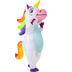 Creations Uppblåsbar Enhörningsdräkt Full Body Unicorn Air Blow-up Deluxe Halloween-dräkt - Vuxenstorlek 150-190 cm> Dräkter