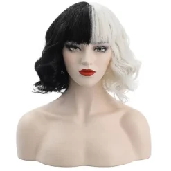 Cruella De Vil Peruk Dam Cosplay Lockigt Hår Kort Vågiga Peruker> Peruker