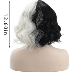 Cruella De Vil Peruk Dam Cosplay Lockigt Hår Kort Vågiga Peruker><noscript><img width=