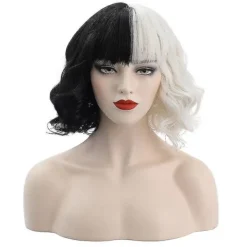 Cruella De Vil Peruk Dam Cosplay Lockigt Hår Kort Vågiga Peruker> Peruker
