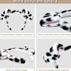 EURL Dalmatiner Hund Öron Pannband - 4-Pack Valp Öron Pannband Fluffigt Pannband Vuxna Barn Dalmatiner Kostym för Smink Tvätta Ansikte{ee}><noscript><img width=